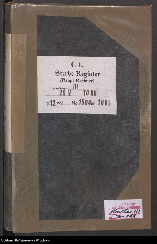 image.from.unit.number "Sterbe Haupt Register Standesamt Breslau III 1912 Band 5"