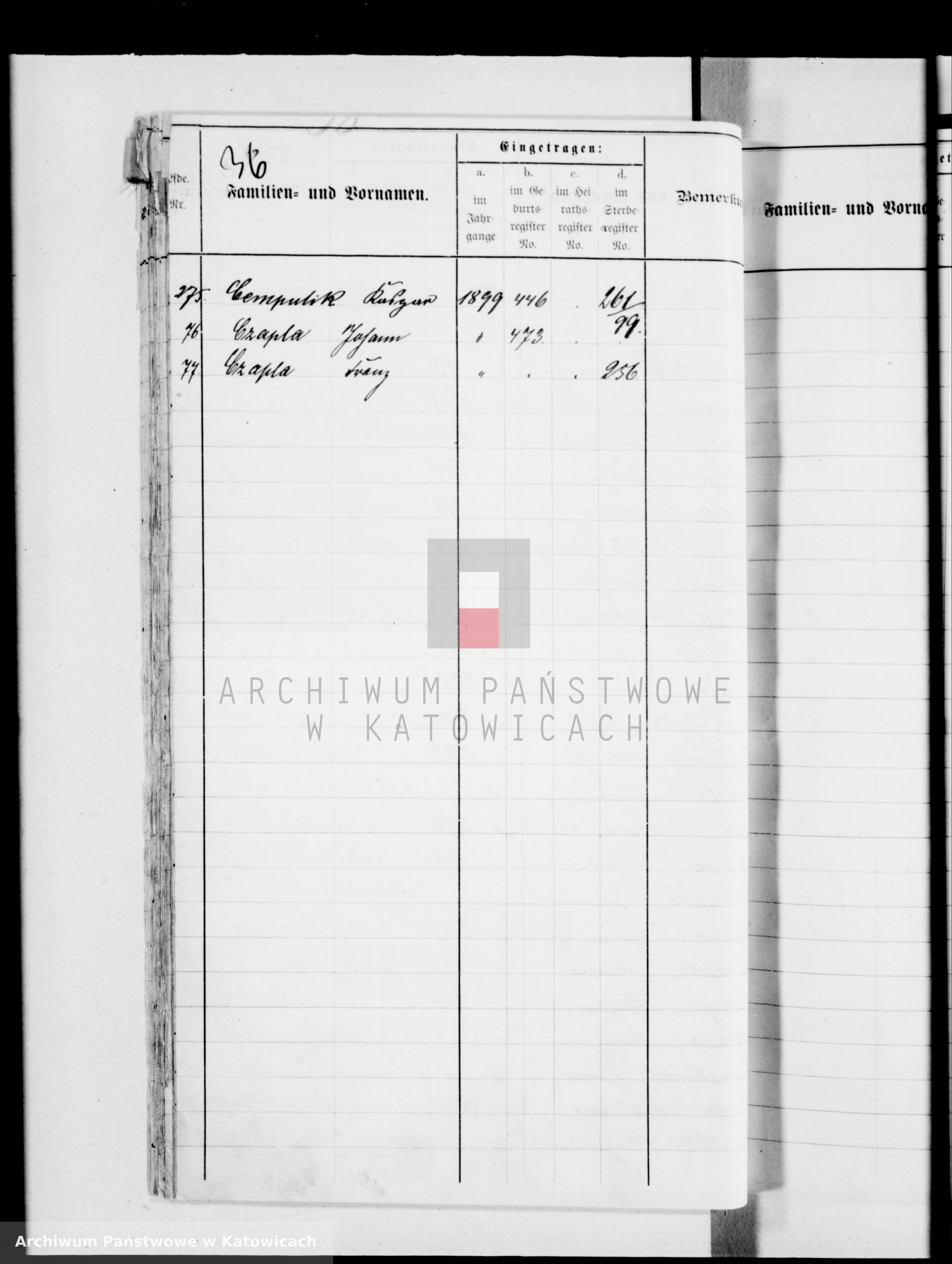 Skan z jednostki: Skorowidz do ksiąg urodzeń, małżeństw i zgonów za lata 1890-1899
