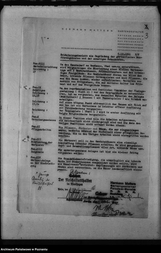 Obraz 7 z jednostki "Kostenanschlag zum Dienstwohngebäude des Reichsstatthalters des Warthegaues - nad jeziorem Góreckim"