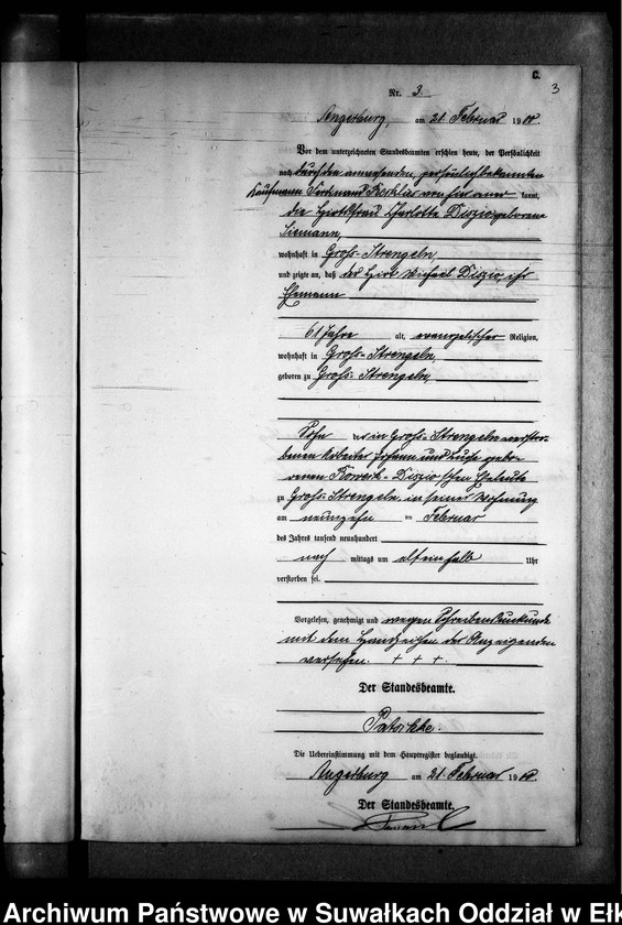 image.from.unit.number "Sterbe-Neben-Register des Preussischen Standes-Amtes Gr. Strengeln Kreis Angerburg"