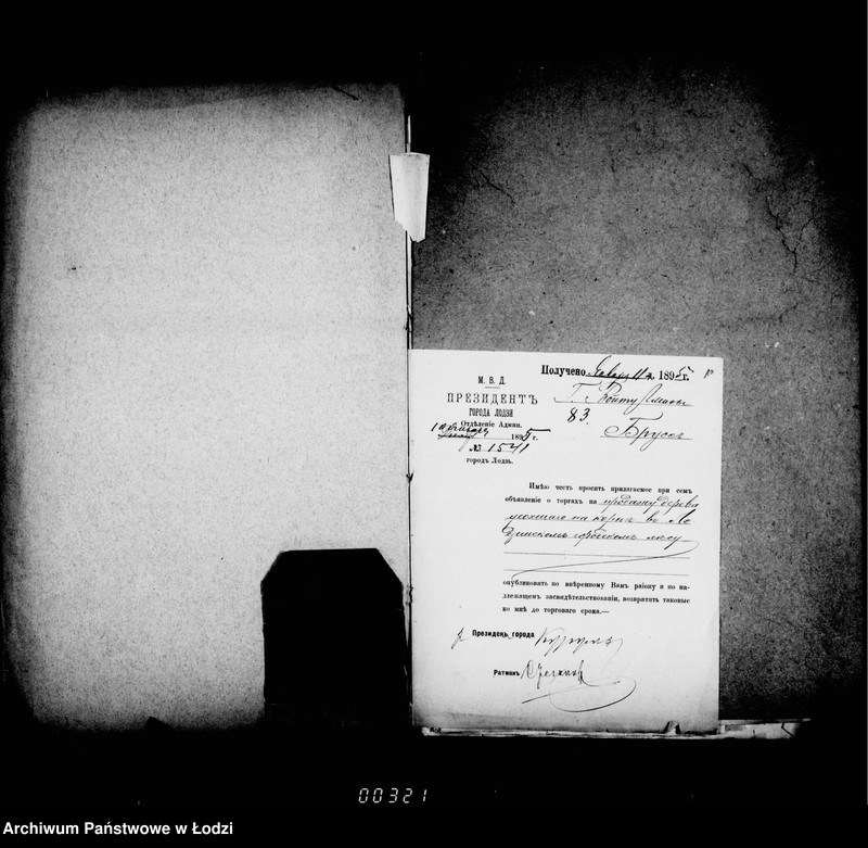 Obraz 14 z jednostki "O prodaže usochšago po korne dereva v lodzinskich gorodskich lesach v 1894 g. i 1895 gg"