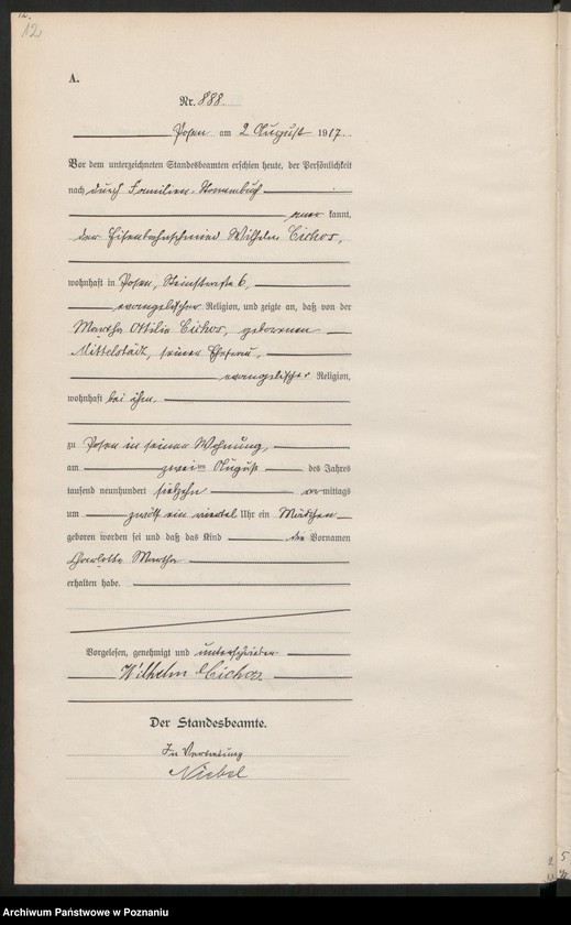 Obraz 14 z jednostki "Księga miejscowa urodzeń tom III [Rejestr główny urodzeń]"