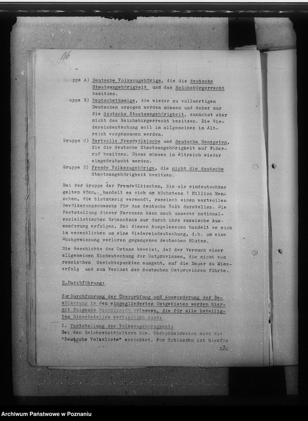 Obraz 20 z jednostki "Zarządzenia, wytyczne i korespondencja w sprawach ogólnych niemieckiej listy narodowej"