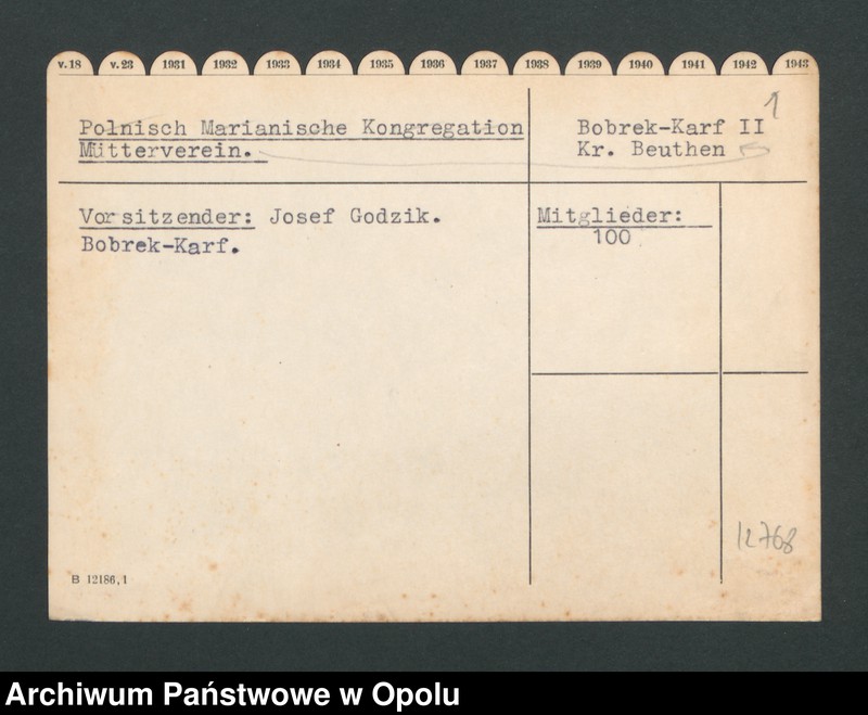 Obraz 3 z jednostki "Polnisch Marianische Kongregation Mutterverein. - Bobrek-Karf II Kreis Beuthen"