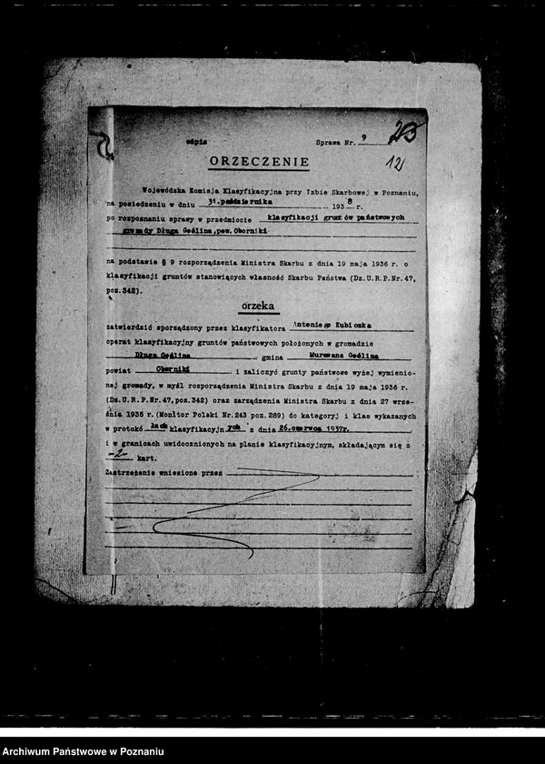 Obraz 16 z jednostki "/Klasyfikacja gruntów państwowych w powiecie obornickim - Murowana Goślina, Gościejewo, Długa Goślina/"