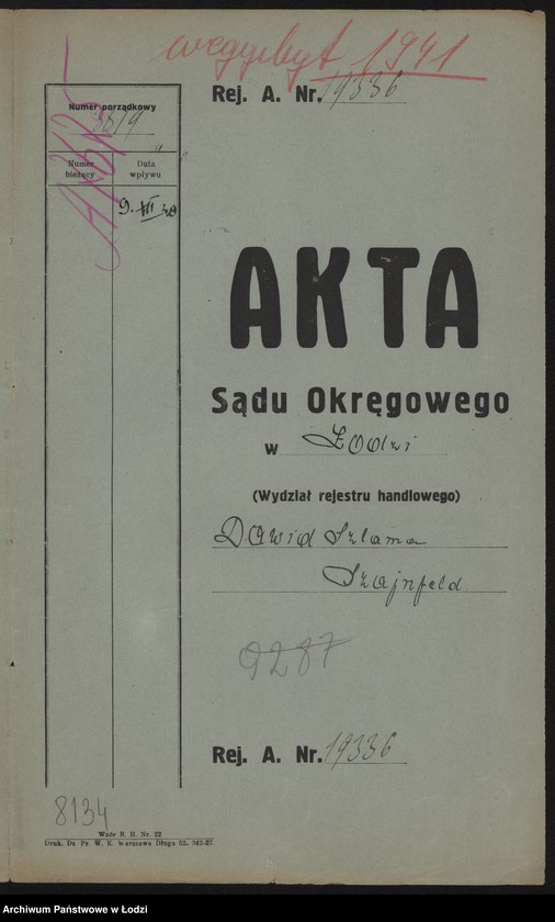 Obraz 2 z jednostki "Dawid Szlama Szajnfeld- sklep zegarmistrzowski"