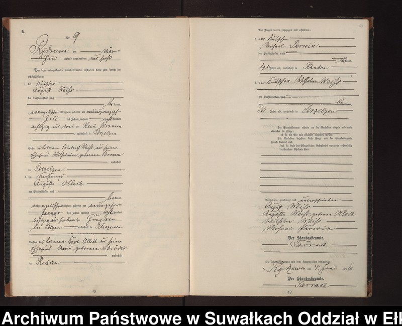 image.from.unit.number "Heirats-Neben-Register des Preussischen Standes-Amtes Rydzewen Kreis Lötzen"