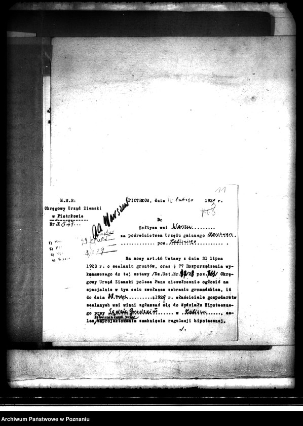 Obraz 15 z jednostki "Regulacja hipoteczna scalonych gruntów we wsi Warszów powiatu kaliskiego"