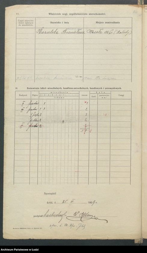 Obraz 18 z jednostki "Księga inwentarzowa nieruchomości m. Łodzi ul. Wieńcowa"