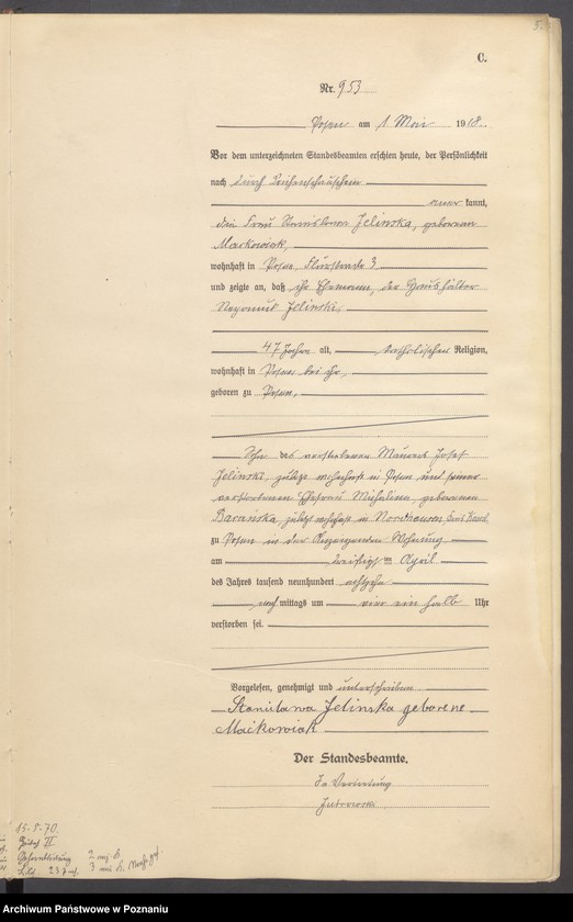 Obraz 7 z jednostki "Księga miejscowa zgonów tom III [Rejestr główny zgonów]"