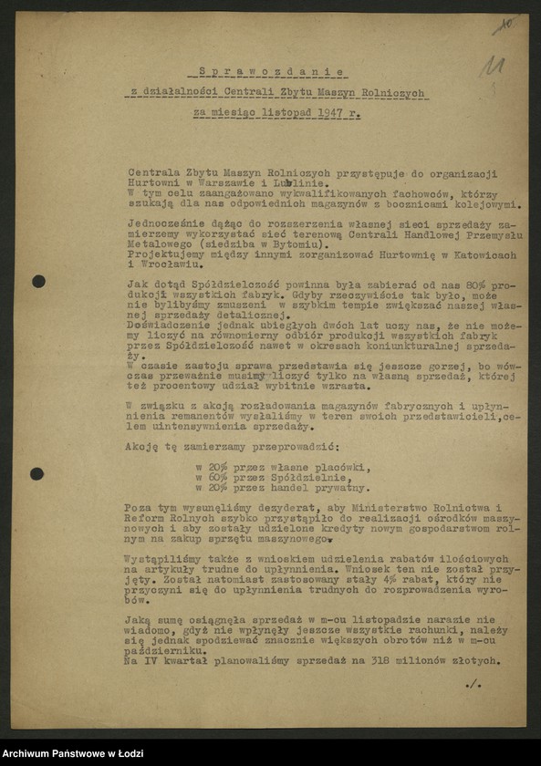 Obraz 12 z jednostki "Zjednoczenie Przemysłu Maszyn Rolniczych; protokół [narady], sprawozdania [z produkcji]"