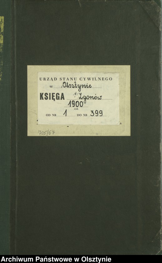image.from.unit.number "Sterbe-Haupt-Register Tom I,Nr 1 - 399"