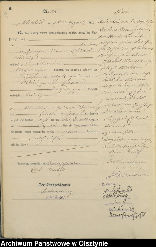 image.from.unit.number "Geburts-Haupt-Register Tom II,Nr 401 - 727"