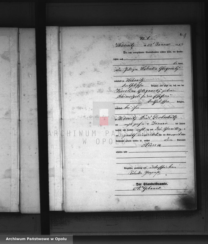 Obraz z jednostki "Geburts-Haupt-Register Standesamts Wehowitz pro 1883"