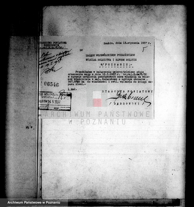 Obraz 9 z jednostki "Wyłączenie z art.4 i 5 ustawy o reformie rolnej powiatu szubińskiego sprawy ogólne"