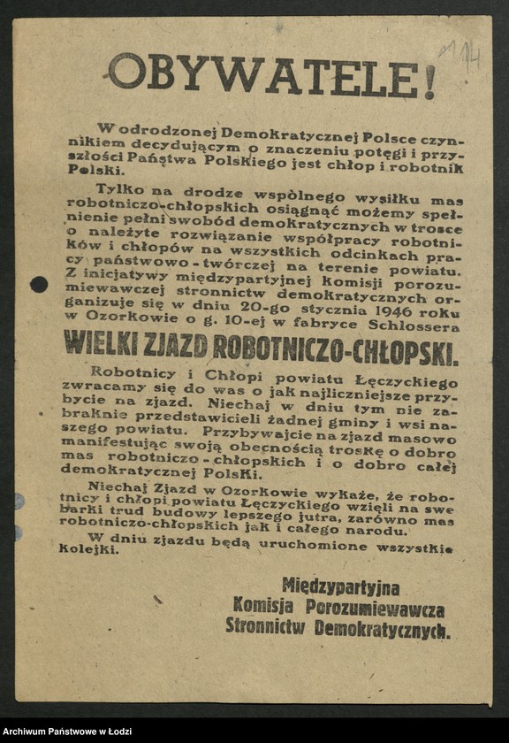 Obraz 15 z jednostki "Odezwy [tezy do referatów, materiały propagandowe różnych organizacji społeczno - politycznych]"