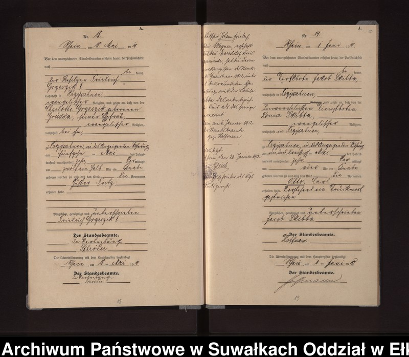 image.from.unit.number "Geburts-Neben-Register des Königlichen Preussischen Standes-Amtes Gneist Kreis Lötzen"