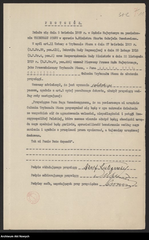 image.from.unit.number "Akta Trybunału Stanu. Akta b. Ministra Skarbu Gabriela Czechowicza."