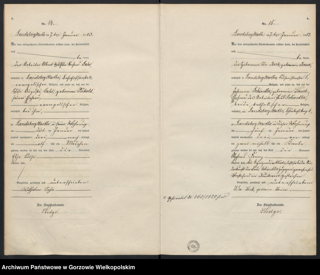 Obraz 10 z jednostki "Geburts Register"