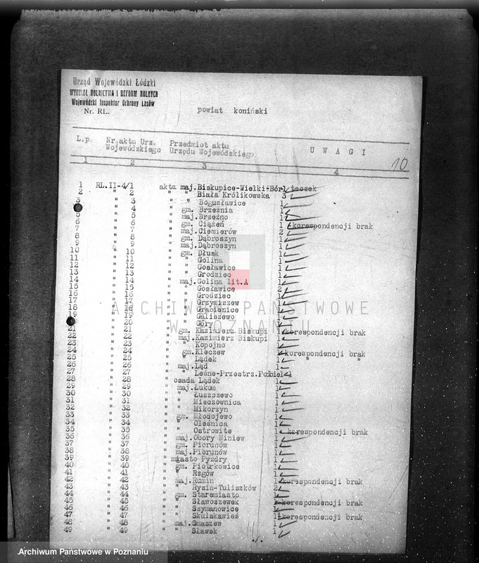 image.from.unit.number "/Inspektorat Ochrony Lasów/ /przejmowanie materiałów aktowych spisy akt/"