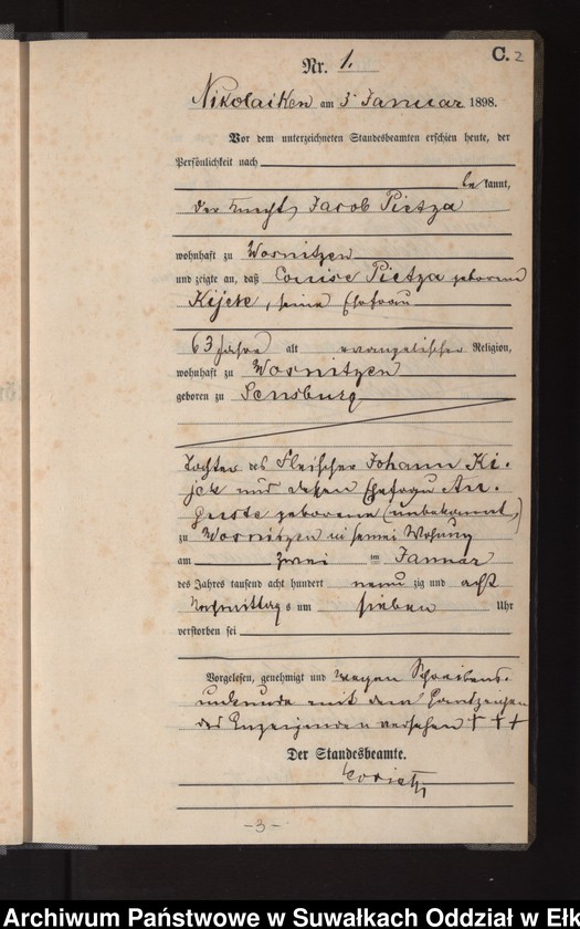 image.from.unit.number "Sterbe-Haupt-Register des Königlichen Preussischen Standes-Amtes Nikolaiken Kreis Sensburg"
