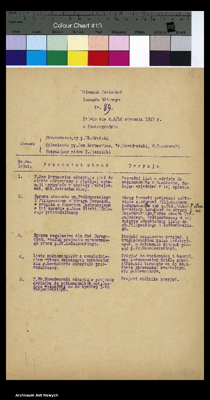 Obraz z jednostki "Dziennik posiedzeń Zarządu Głównego CKO od nr. 89-179 za rok 1917-1918."