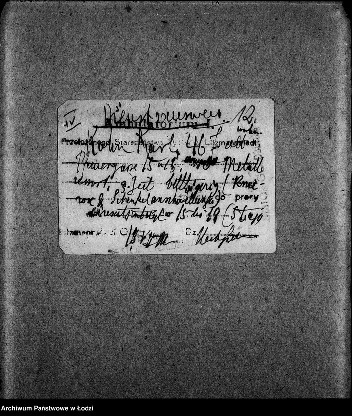 Obraz 15 z jednostki "Zentrallager für Eisen und Metall aller Arbeits-Ressorte [Zasiłki chorobowe dla pracowników wydziału, listy pracowników, zaświadczenia lekarskie]"