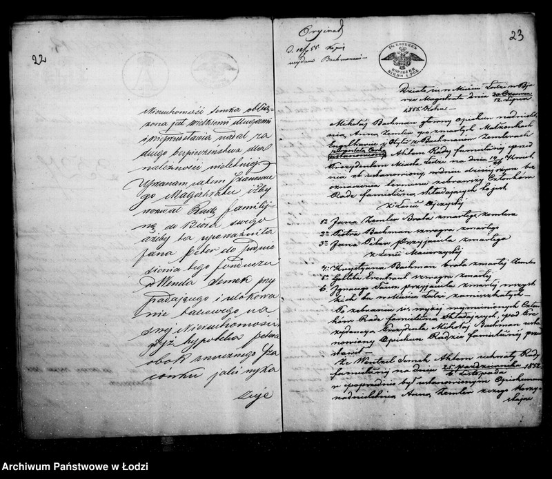 Obraz 19 z jednostki "Akta tyczące się ustanowienia opieki nad nieletnią Anną Zemler po zmarłych Engelharcie i Otylii z Bachmanow małżonków Zemler pozostałą córką"