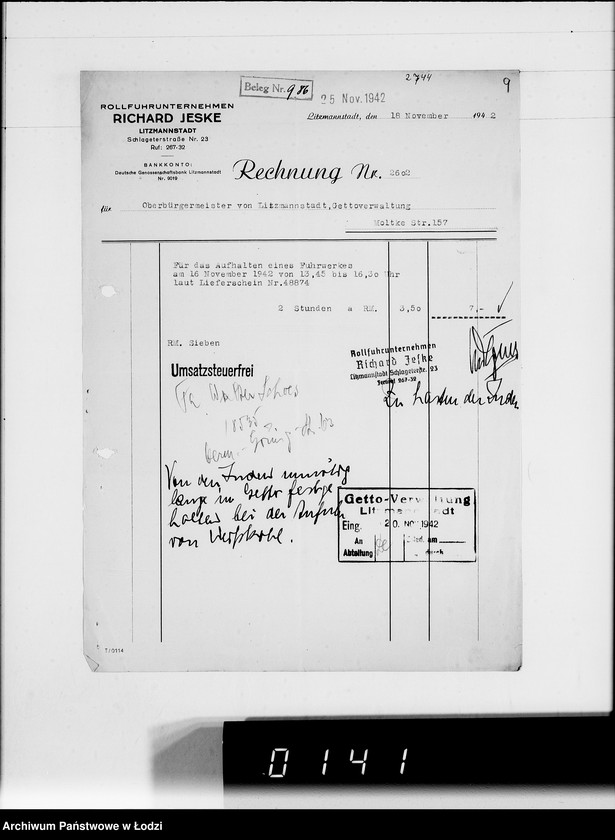 Obraz 13 z jednostki "Diverse I-M.Rechnungen [za dostawy towarów dla Getta]"