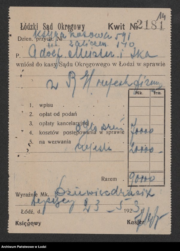 Obraz 16 z jednostki "Adolf Meister i S-ka- warsztaty elektrotechniczne i biuro instalacyjne"