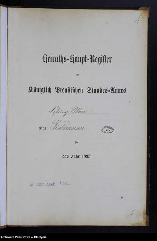 image.from.unit.number "Heiraths-Haupt-Register Nr 1"