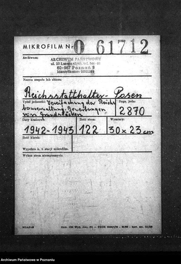 Obraz 2 z jednostki "Vereinfachung der Reichsbauverwaltung. Bewerbungen von Grundstücken"