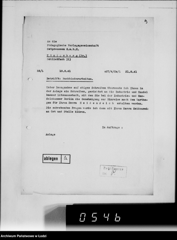 Obraz 13 z jednostki "[Korespondencja z urzędami, instytucjami i firmami] Lit.Pa-Qu"