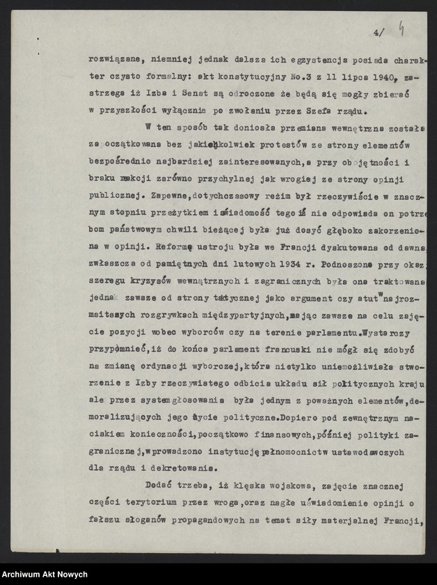 image.from.unit.number "Referat o sytuacji wewnętrznej we Francji po zawarciu zawieszenia broni z Niemcami (Autora nie ustalono, na pierwszej stronie napis - S. Elka)"