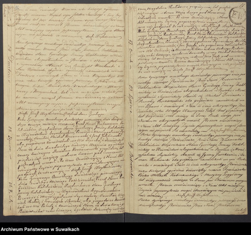 Obraz 11 z jednostki "Akta Zeyscia Stanu Cywilnego Gminy Kaletnickiey, od 1-go Stycznia 1821 do dnia ostatniego Grudnia tegoż Roku"