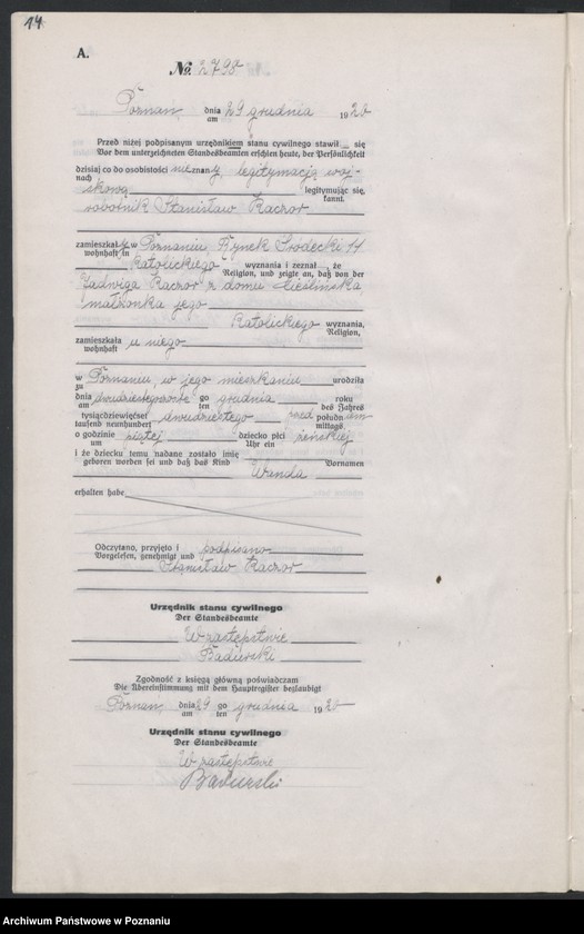 Obraz 18 z jednostki "Księga urodzeń odpis tom VIII [Rejestr poboczny urodzeń]"