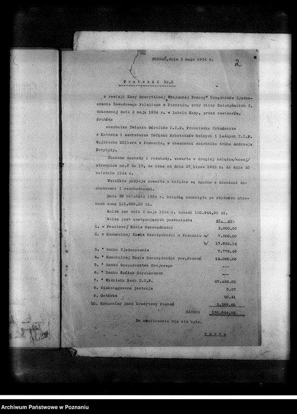 Obraz 6 z jednostki "Protokoły z rewizji Kasy Emerytalnej Zjednoczenia Zawodowego Polskiego"