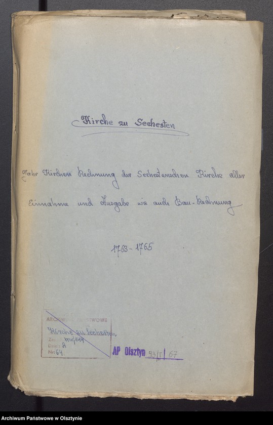 image.from.unit.number "Jahr Kirchen Rechnung der Seehestenschen Kirchen aller Einnahme und Ausgabe wie auch Bau-Rechnung"