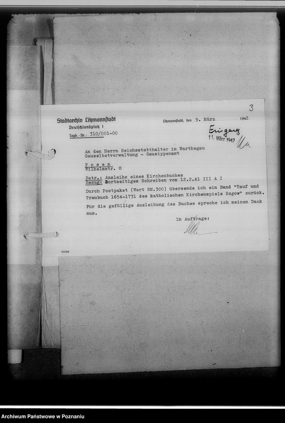 Obraz 7 z jednostki "[Korespondencja w sprawie wypożyczenia ksiąg kościelnych]"