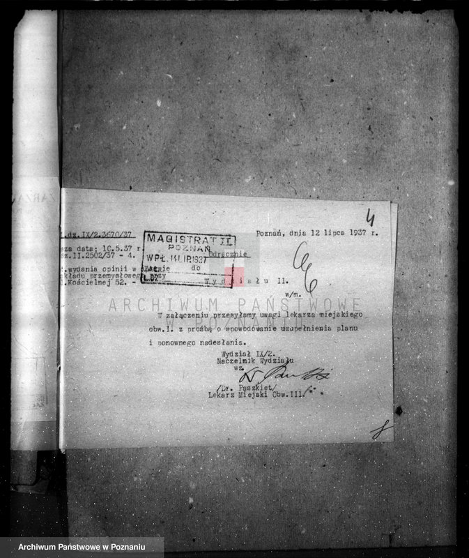 image.from.unit.number "Zatwierdzenie zakładu przemysłowego /prażarni klejów roślinnych/ firmy "Eska" Ignacego Pazoły w Poznaniu"