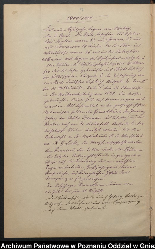 Obraz 19 z jednostki "Chronik der katholischen Schule zu Pawlowo Kreis Witkowo, angelegt 1899"