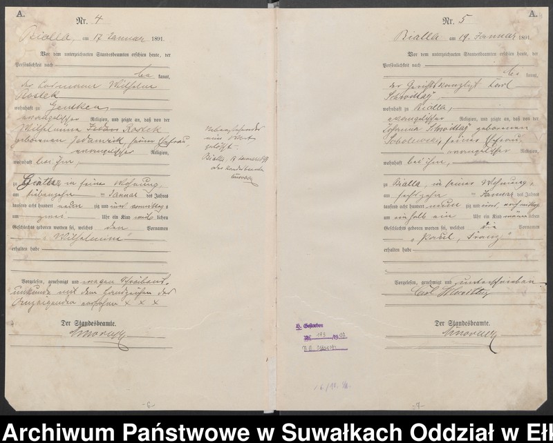 image.from.unit.number "Geburts-Haupt-Register des Königlichen Preussischen Standes-Amtes Bialla Kreis Johannisburg"