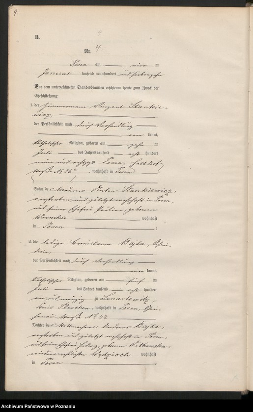 Obraz 10 z jednostki "Księga miejscowa małżeństw tom I [Rejestr główny małżeństw]"