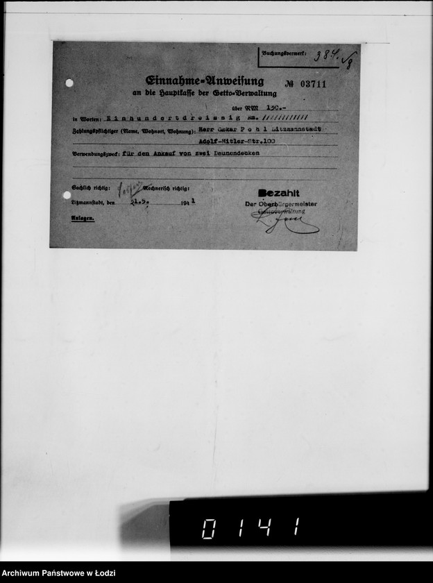 Obraz 11 z jednostki "Lager 39. Matratzen, Daunensteppdecken [Kwity i listy przesyłkowe]"