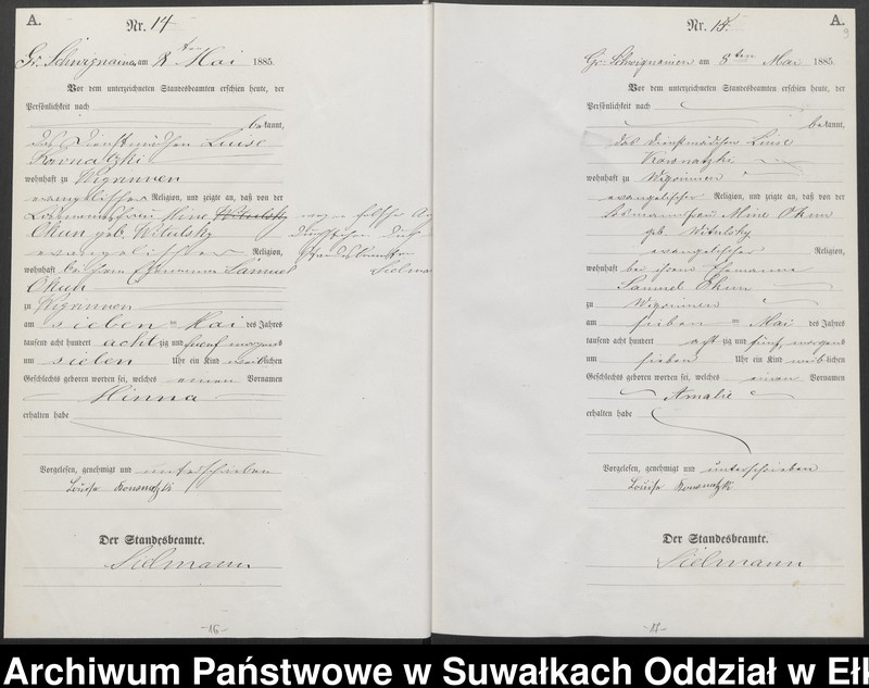 image.from.unit.number "Geburts-Haupt-Register des Königlich Preussischen Standes-Amtes Ukta Kreis Sensburg"