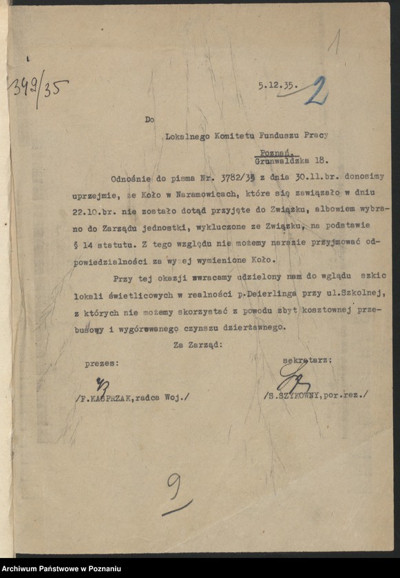 Obraz 3 z jednostki "Korespondencja [spis bezrobotnych członków Związku Powstańców Wielkopolskich."