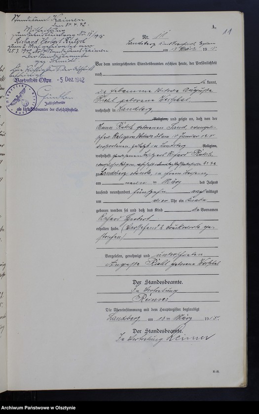 image.from.unit.number "Geburts-Neben-Register Nr 1 - 45 [ Księga urodzeń - wtóropis ]"