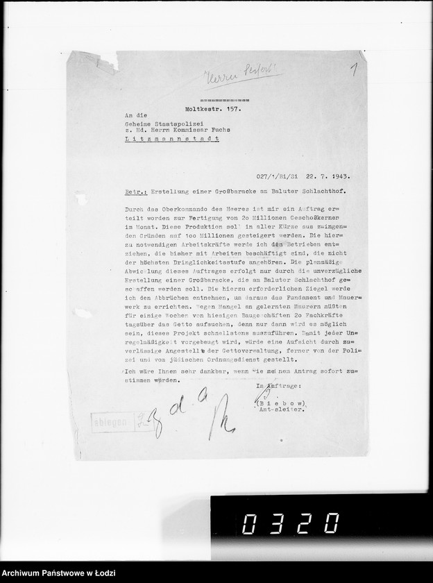 Obraz 5 z jednostki "Fa.Kliemisch.Werkhalle & Baluter-Schlahthof [rachunki za dostawy towarów dla Getta]"