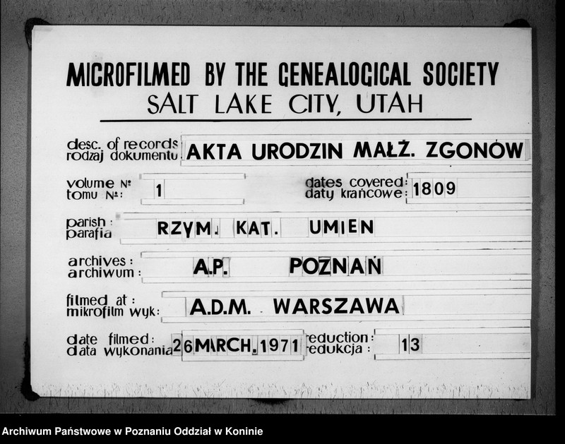 Obraz 1 z jednostki "Akta urodzonych, zaślubionych, zmarłych"
