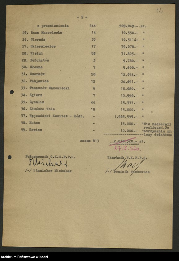 Obraz 13 z jednostki "[Protokół z kontroli przeprowadzonej w Wojewódzkim Komitecie PPS w Łodzi w sprawie rozliczeń z funduszu wyborczego w związku z wyborami do Sejmu Ustawodawczego] [i załączniki]"
